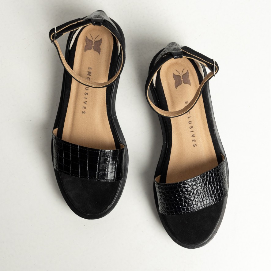 .Sandale - Friday -  Croco Black 2.0